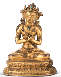 Buddha Budda Bronzo Dorato Statua Scultura Tibetana Indiana Cinese Orientale Antiquariato Bronzetto
