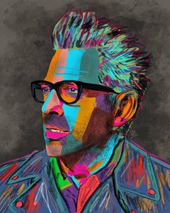 Digital illustration portrait of Jeff Goldblum