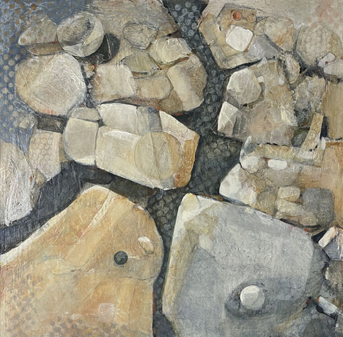 Abstract painting of rocks by Paula Borsetti